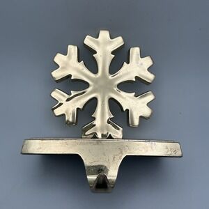 Vintage Brass Gold Snowflake Mantel Stocking Holder